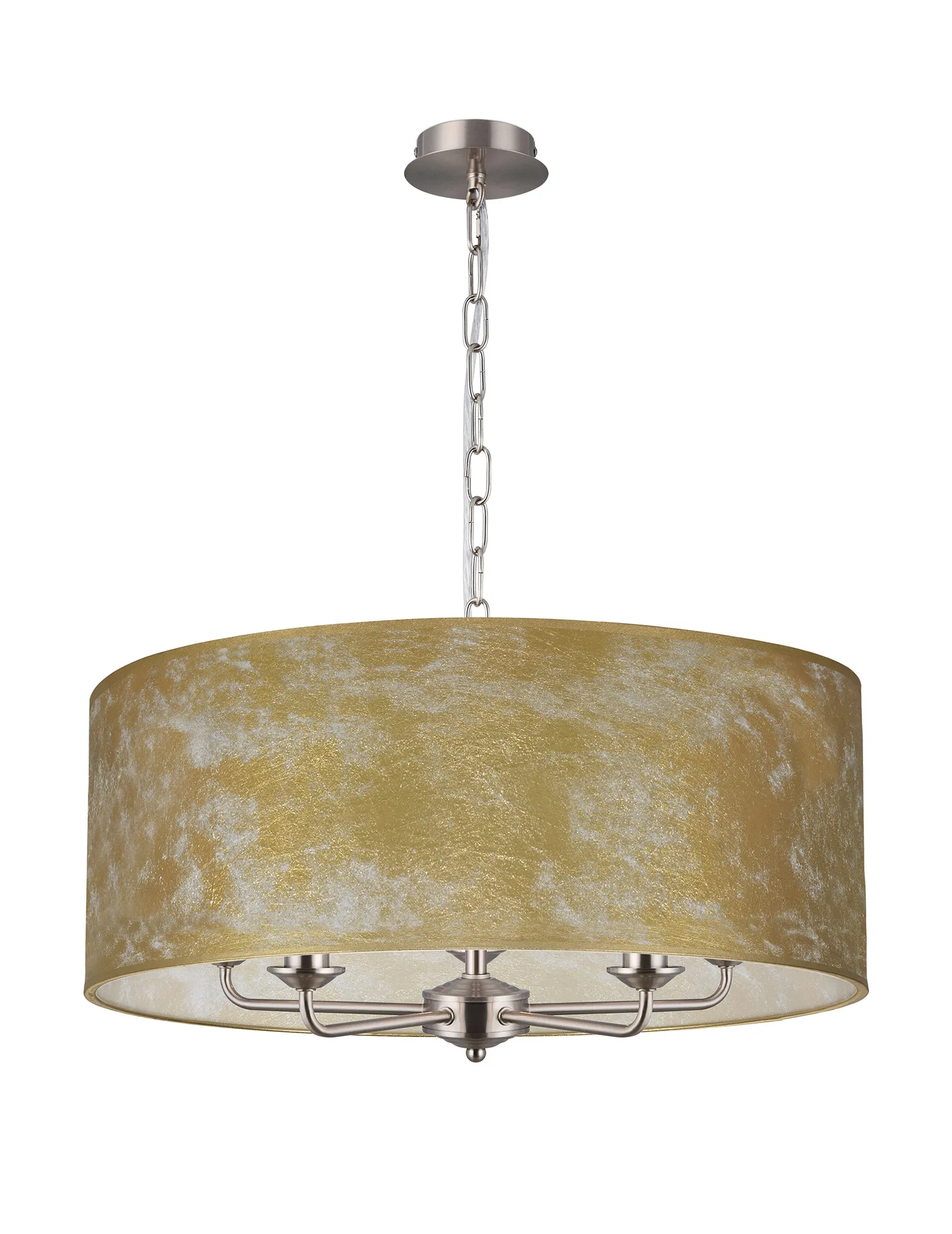 Banyan 60cm 5 Light Pendant Satin Nickel; Gold Leaf DK0678  Deco Banyan SN GL